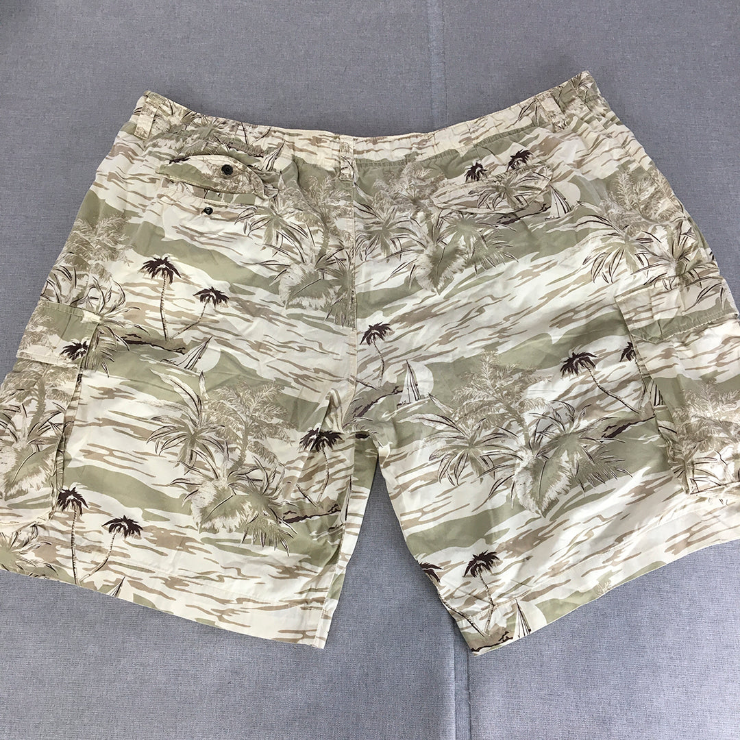 Sportscraft Mens Hawaiian Shorts Size 46 (W46) Brown Cargo Pockets