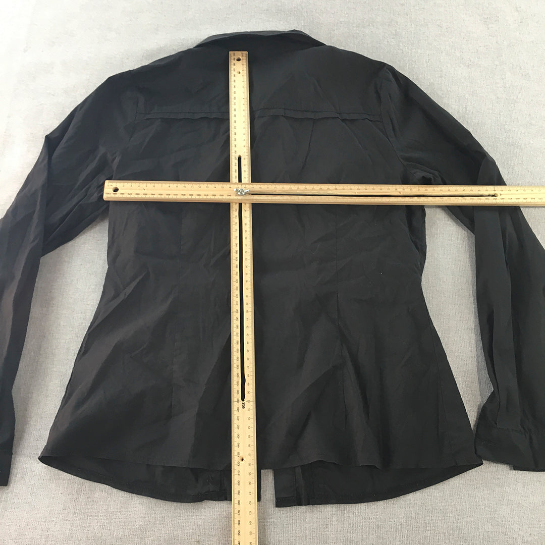 Forcast Womens Shirt Size 12 Black Long Sleeve Button-Up