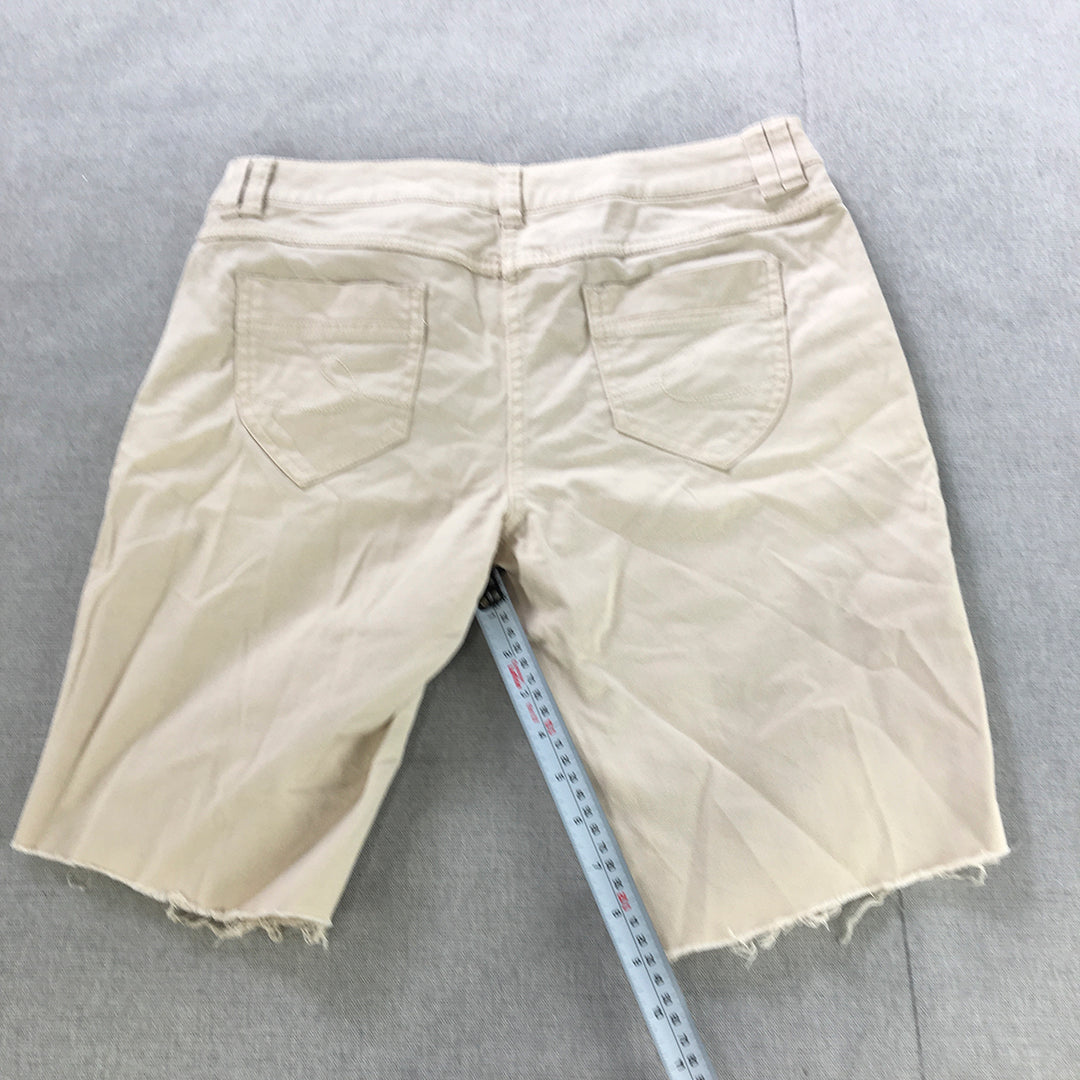 Wills Sport Mens Chino Shorts Size 30 Cream Beige Cut-Off Pockets