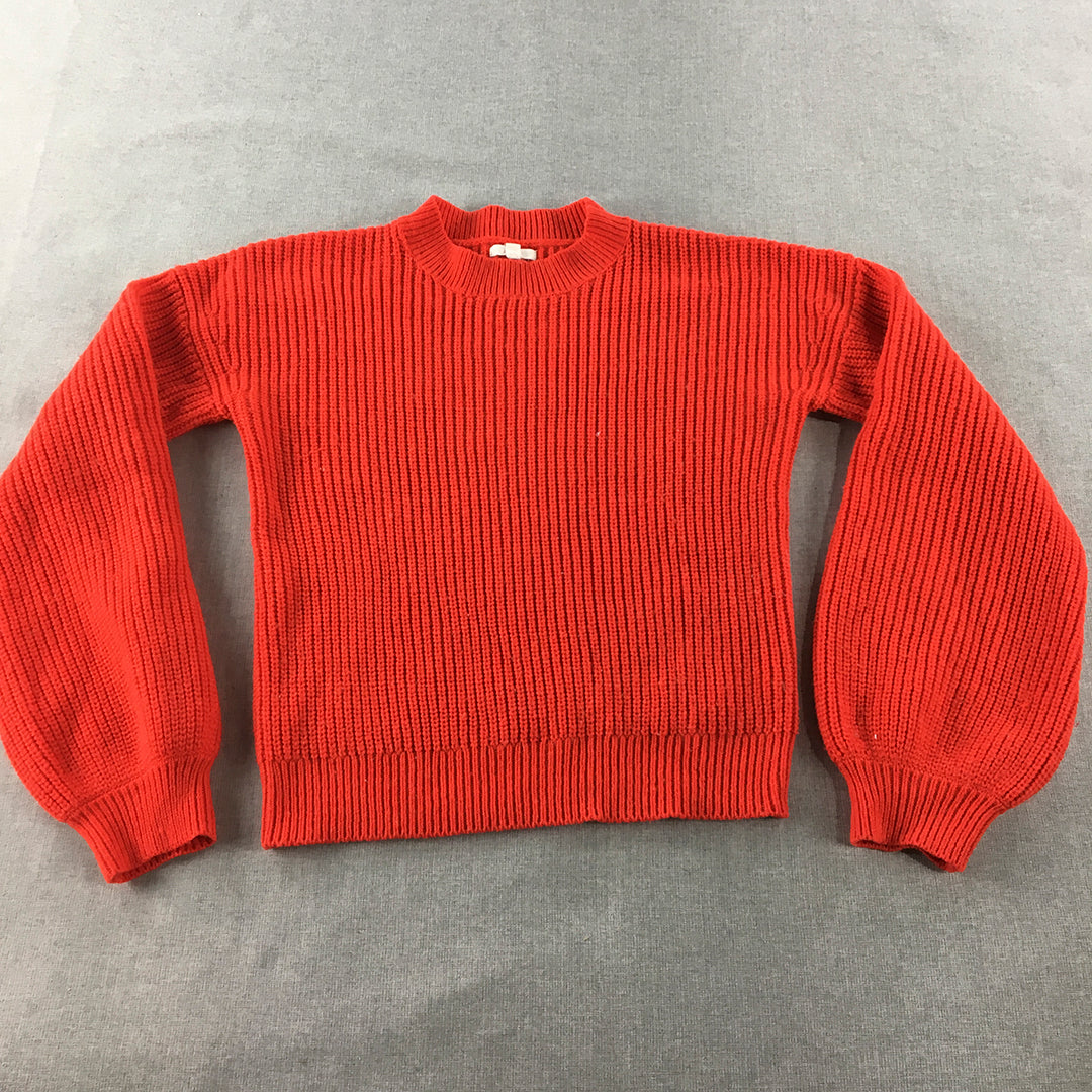 Lily Loves Womens Wool Knit Sweater Size 10 Red Crew Neck Jumper