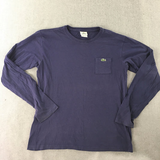 Vintage Lacoste Kids Boys Shirt Youth Size XL (14 - 16) Blue Long Sleeve Logo