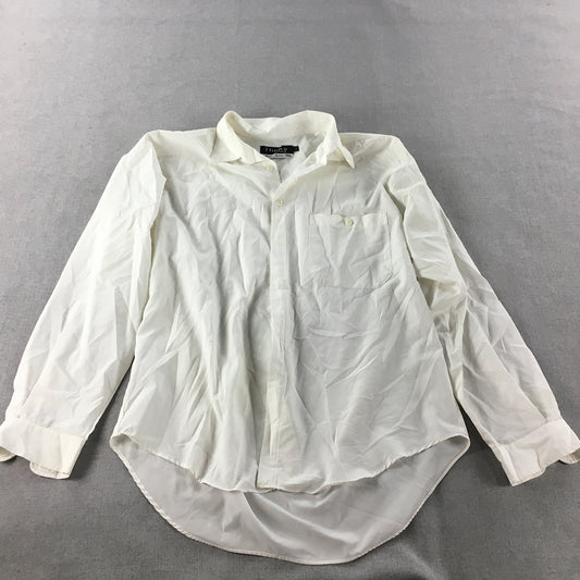 Vintage Thomo Mens Shirt Size L White Long Sleeve Button-Up Pocket Collared