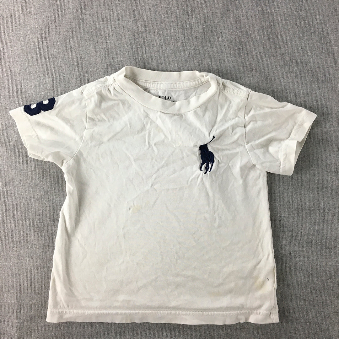 Polo Ralph Lauren Baby Boys T-Shirt Size 2 Toddler White Big Pony Logo Top