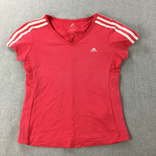 Adidas Womens T-Shirt Size M Red V-Neck Short Sleeve Top