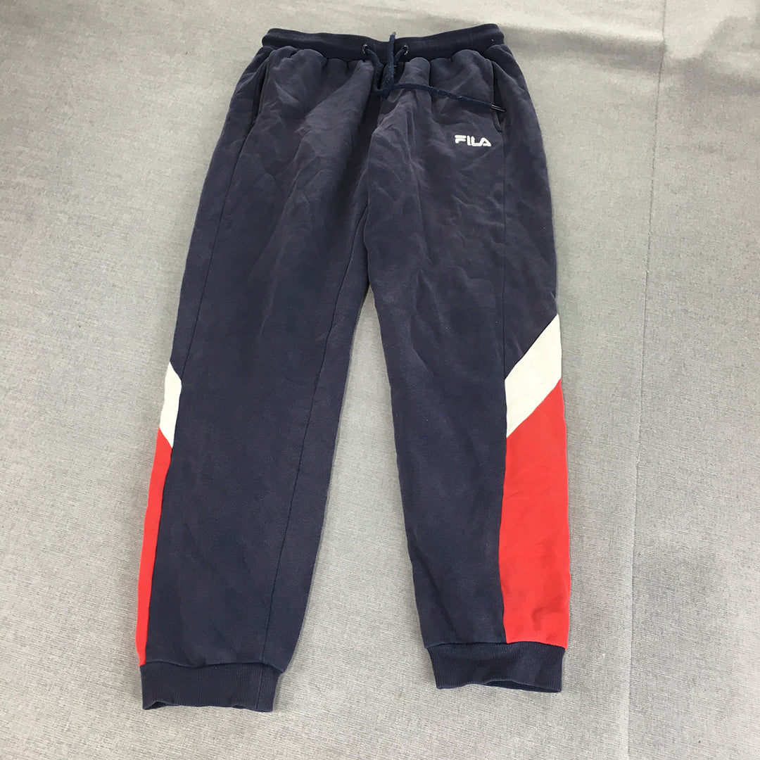 FILA Kids Boys Tracksuit Pants Size 8 Navy Blue Logo Jogger