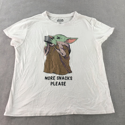 Star Wars Baby Yoda Womens T-Shirt Size XL White Short Sleeve Top