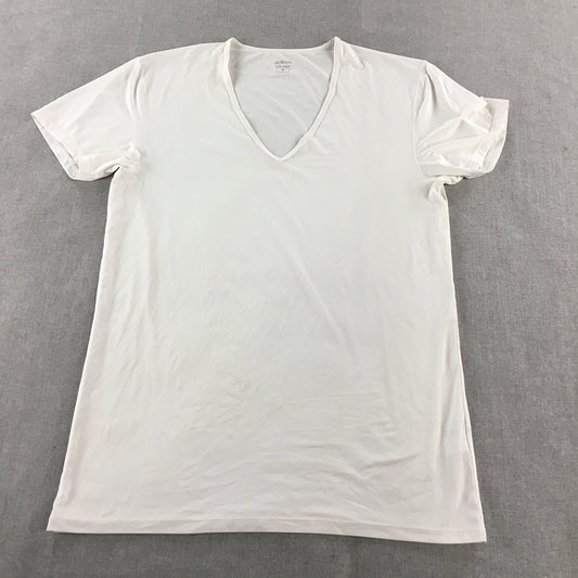 Uniqlo AIRism Mens T-Shirt Size M White V-Neck Short Sleeve