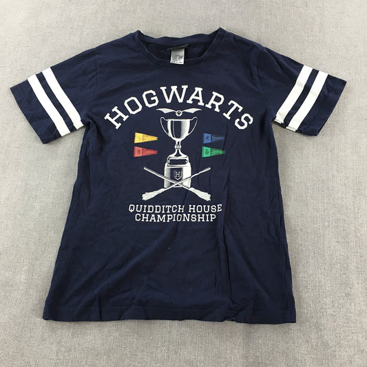 Harry Potter Kids Boys T-Shirt Size 10 Navy Blue Hogwarts Quidditch Top