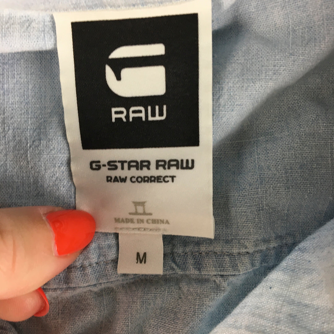 G-Star Raw Mens Denim Shirt Size M Light Wash Blue Long Sleeve Button-Up