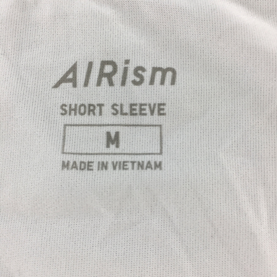 Uniqlo AIRism Mens T-Shirt Size M White V-Neck Short Sleeve