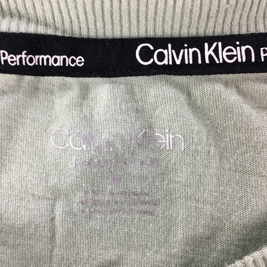 Calvin Klein Performance Womens Cropped Top Size M Green Logo Short Sleeve