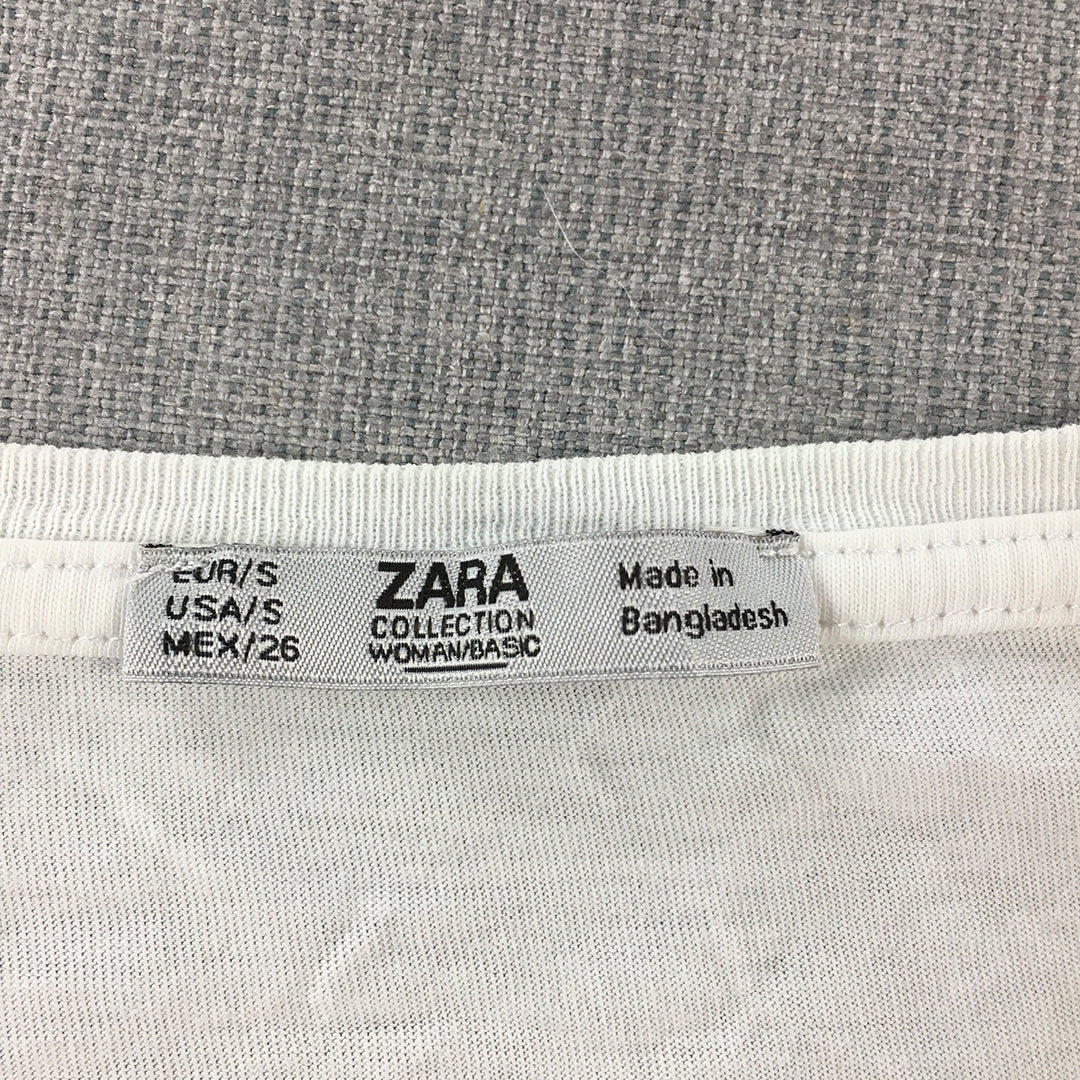 Zara Womens Top Size S White Short Sleeve Crew Neck T-Shirt