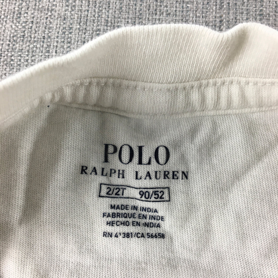 Polo Ralph Lauren Baby Boys T-Shirt Size 2 Toddler White Big Pony Logo Top