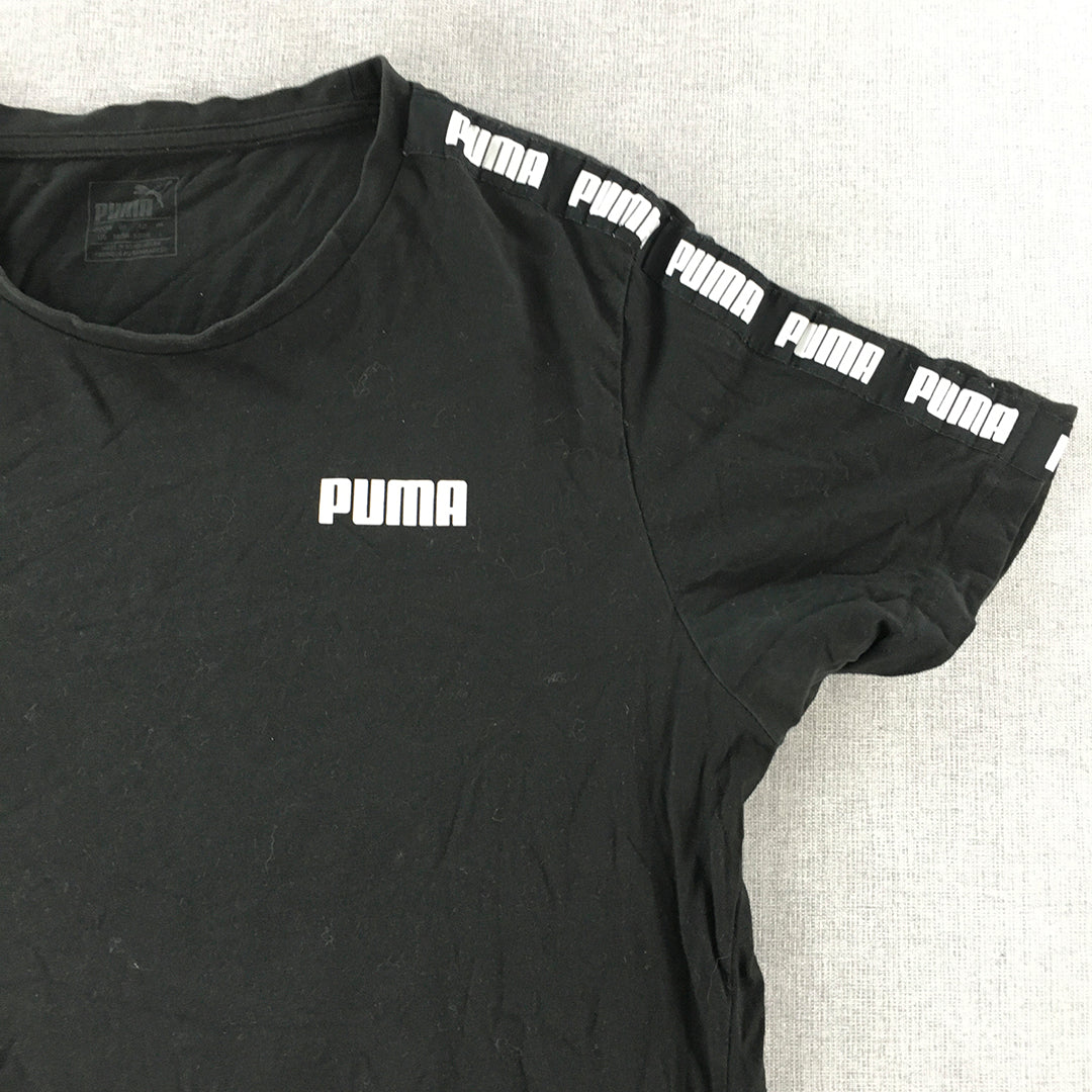 Puma Mens T-Shirt Size L Black Logo Short Sleeve Crew Neck Tee