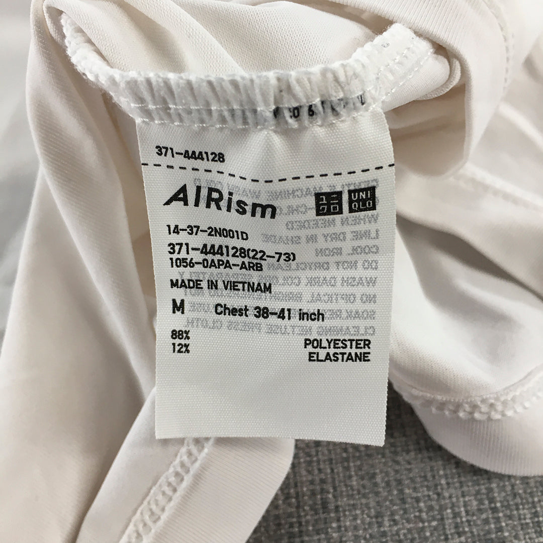 Uniqlo AIRism Mens T-Shirt Size M White V-Neck Short Sleeve