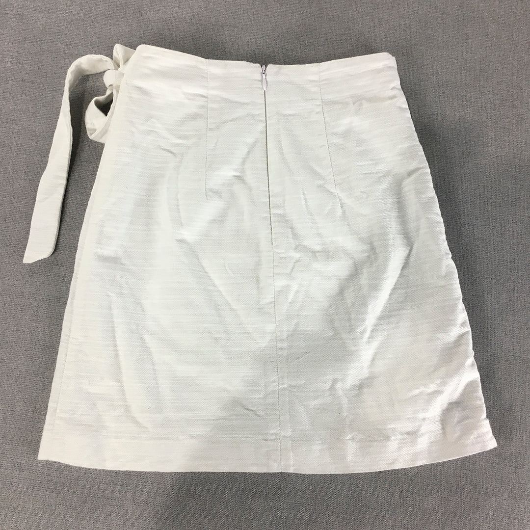 Kookai Womens Wrap Skirt Size 34 White Tie Up