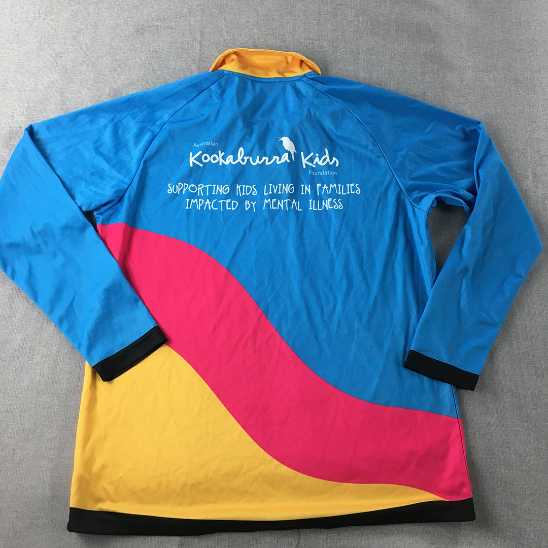 Australian Kookaburra Kids Foundation Shirt Adult Size L Blue Pink Yellow