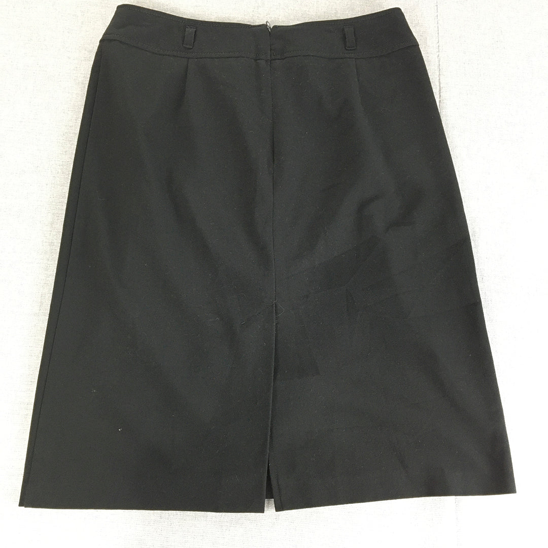 Vintage Way Pl Womens Midi Skirt Size 10 Black Pleated Pencil