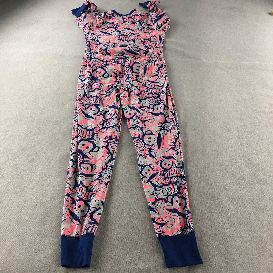 Paul Frank Womens Jumpsuit Size 10 Pink Grey Blue One-Piece Romper