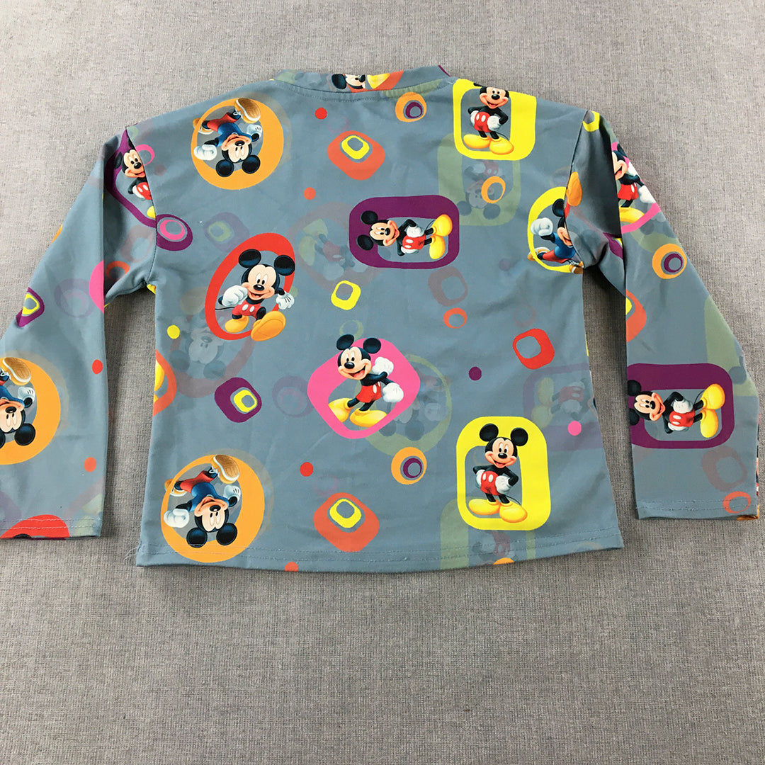 Disney Mickey Mouse Kids Girls Shirt Size 7 - 8 Years Grey Long Sleeve Top