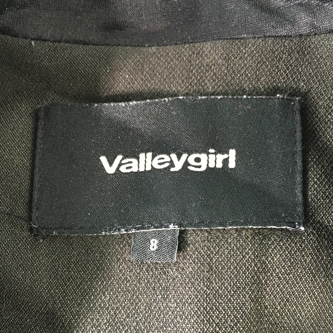 Valleygirl Womens Blazer Jacket Size 8 Black Open Front