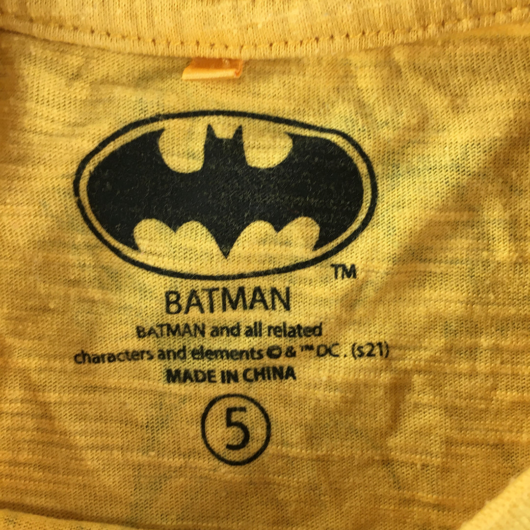 Batman Kids Boys T-Shirt Size 5 Yellow DC Comics Superhero Short Sleeve