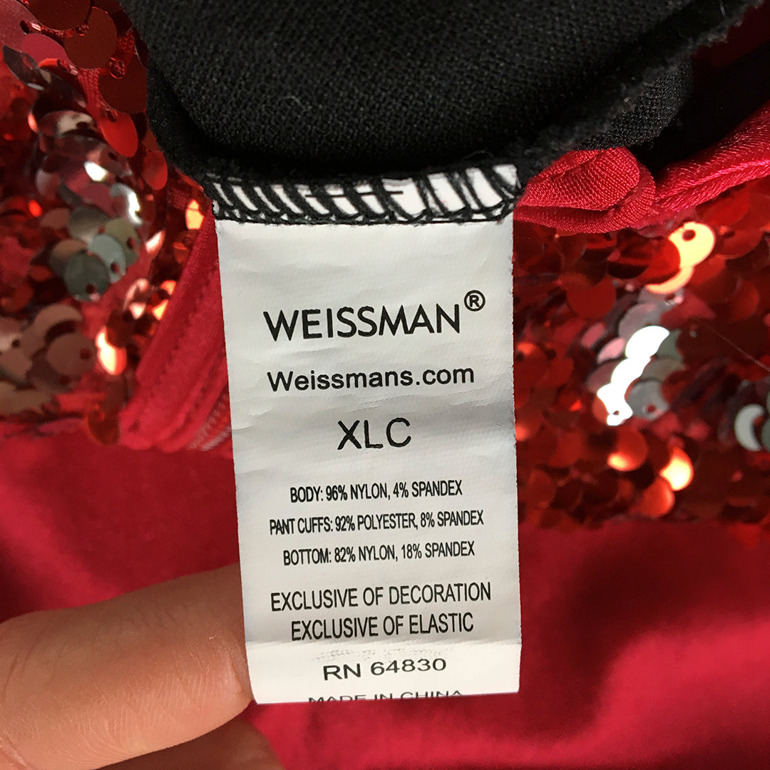 Weissman Kids Dance Costume Size XL Child Red Sequin Bodysuit