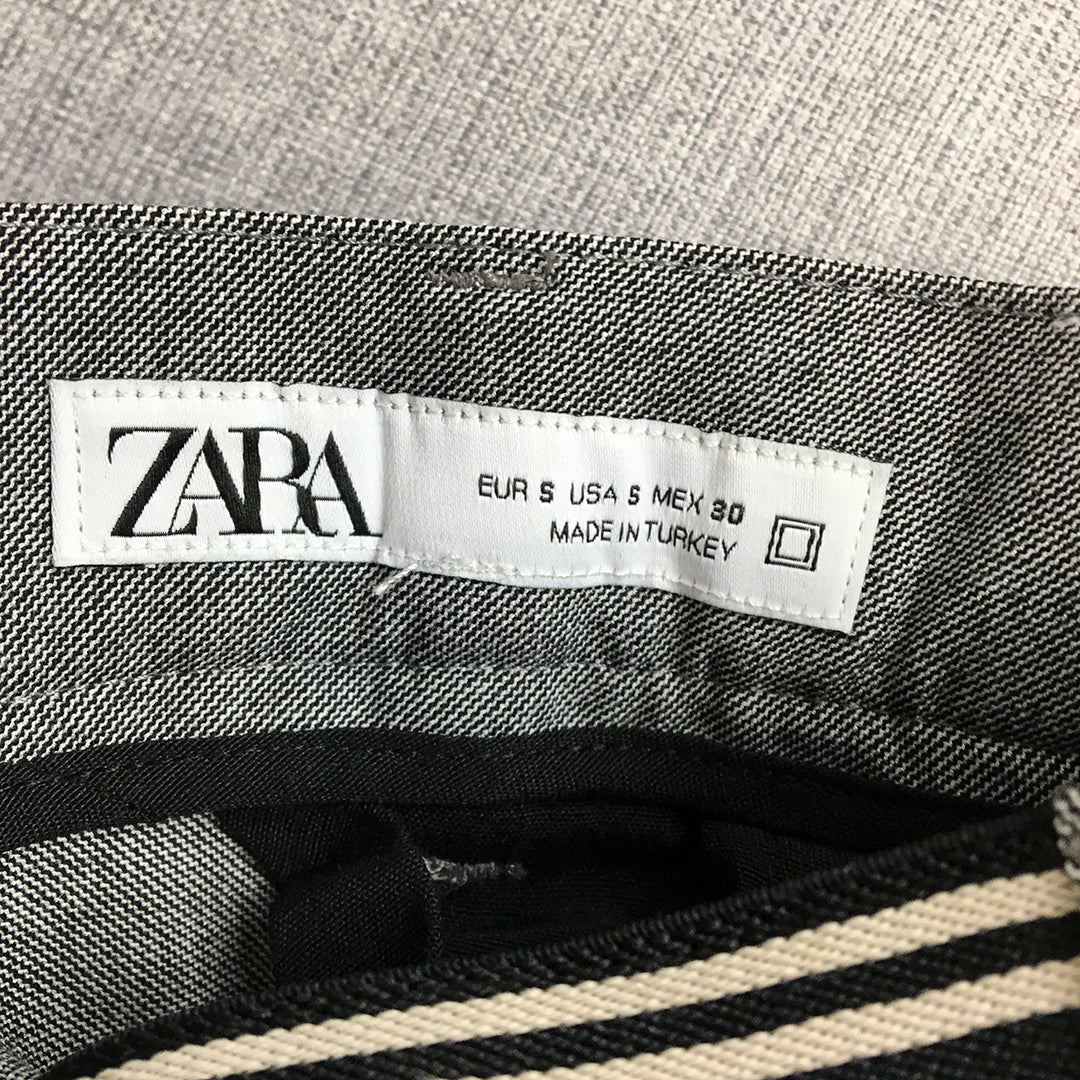 Zara Mens Dress Pants Size S (W30 x L29) Grey Elastic Waist Formal Work