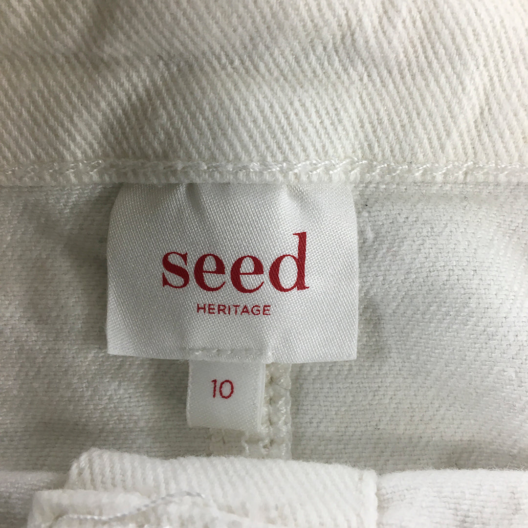 Seed Heritage Kids Girls Denim Dress Size 10 White Snap Button Sleeveless