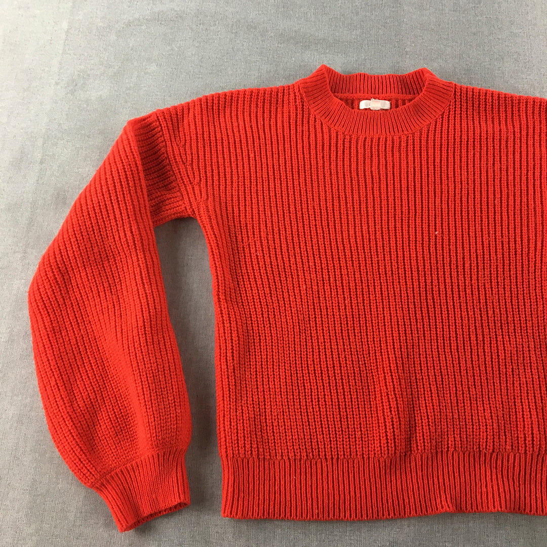 Lily Loves Womens Wool Knit Sweater Size 10 Red Crew Neck Jumper