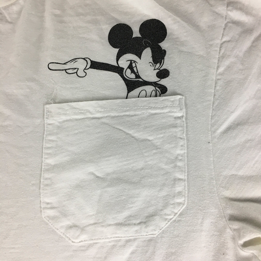 Disney Mickey Mouse Mens T-Shirt Size XL White Pocket Short Sleeve Tee