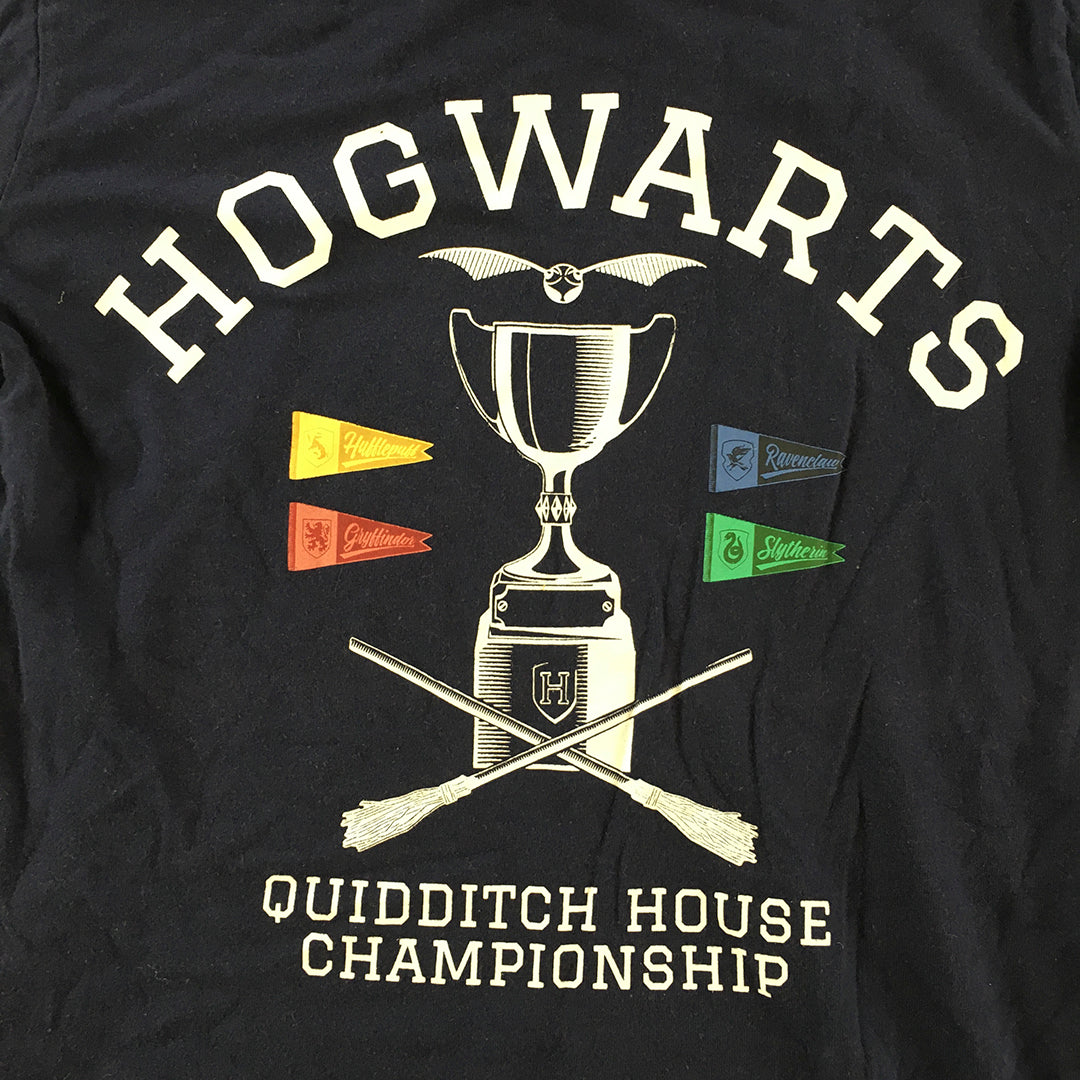 Harry Potter Kids Boys T-Shirt Size 10 Navy Blue Hogwarts Quidditch Top