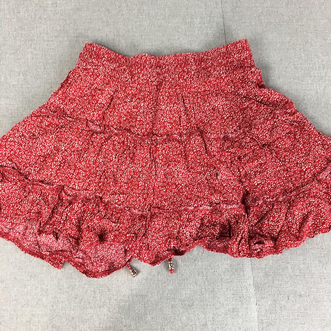 Alive Girl Womens Mini Skirt Size 10 Red Drawstring Dot Elastic Waist