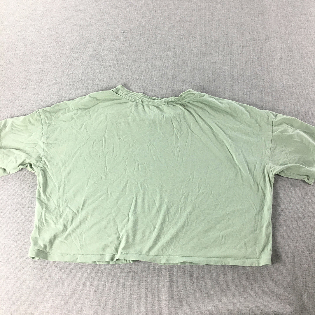 Calvin Klein Performance Womens Cropped Top Size M Green Logo Short Sleeve