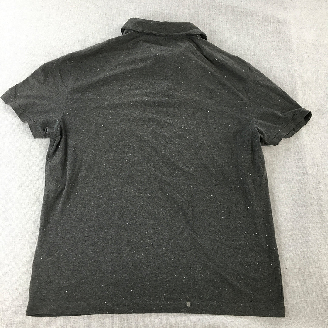 H&M Mens Polo Shirt Size L Slim Fit Grey Collared Short Sleeve Rugby