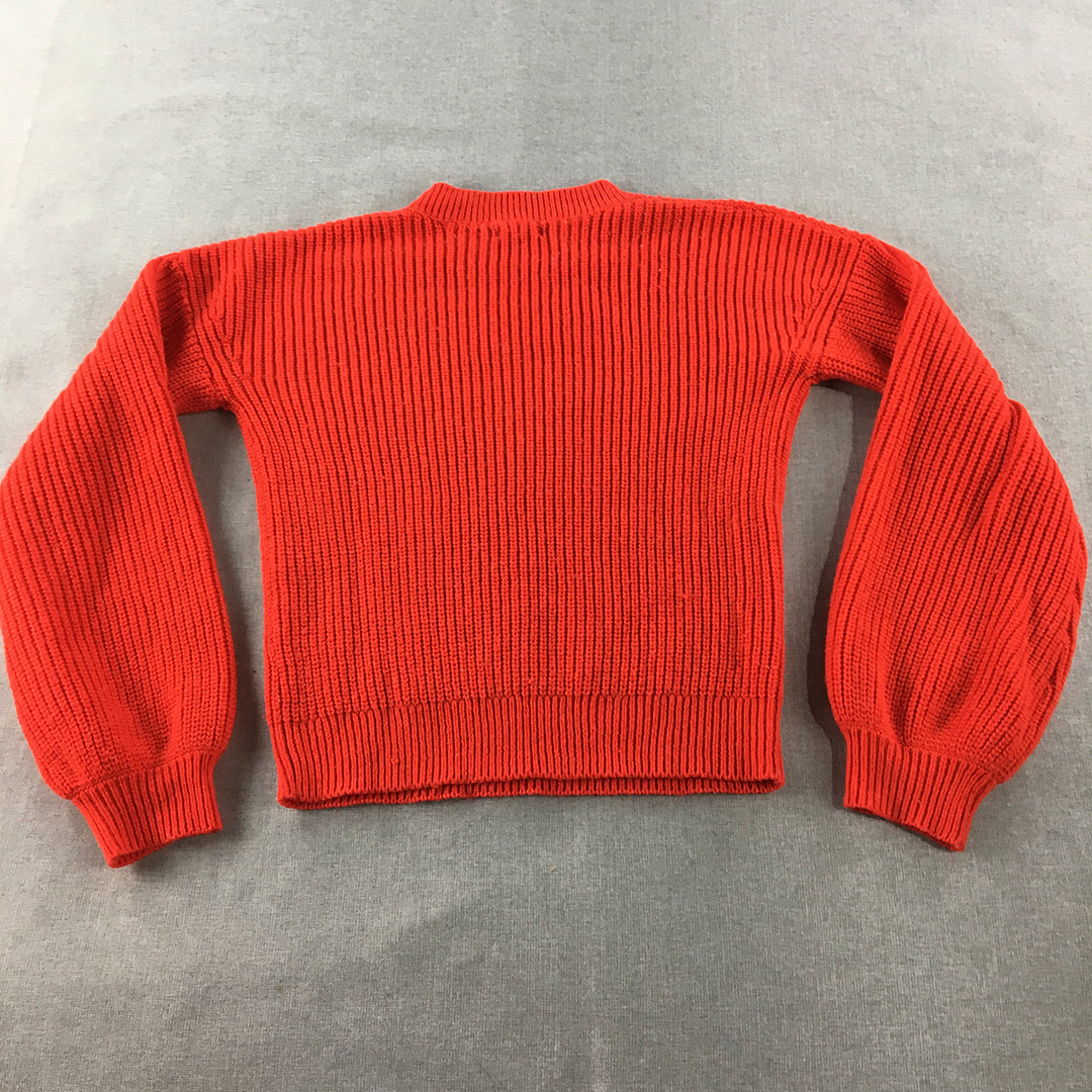 Lily Loves Womens Wool Knit Sweater Size 10 Red Crew Neck Jumper