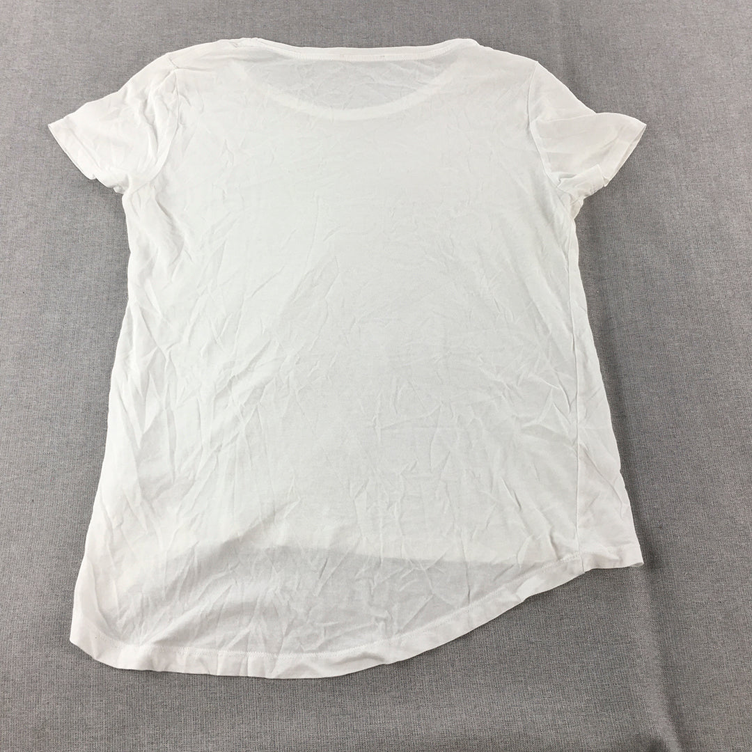 Zara Womens Top Size S White Short Sleeve Crew Neck T-Shirt