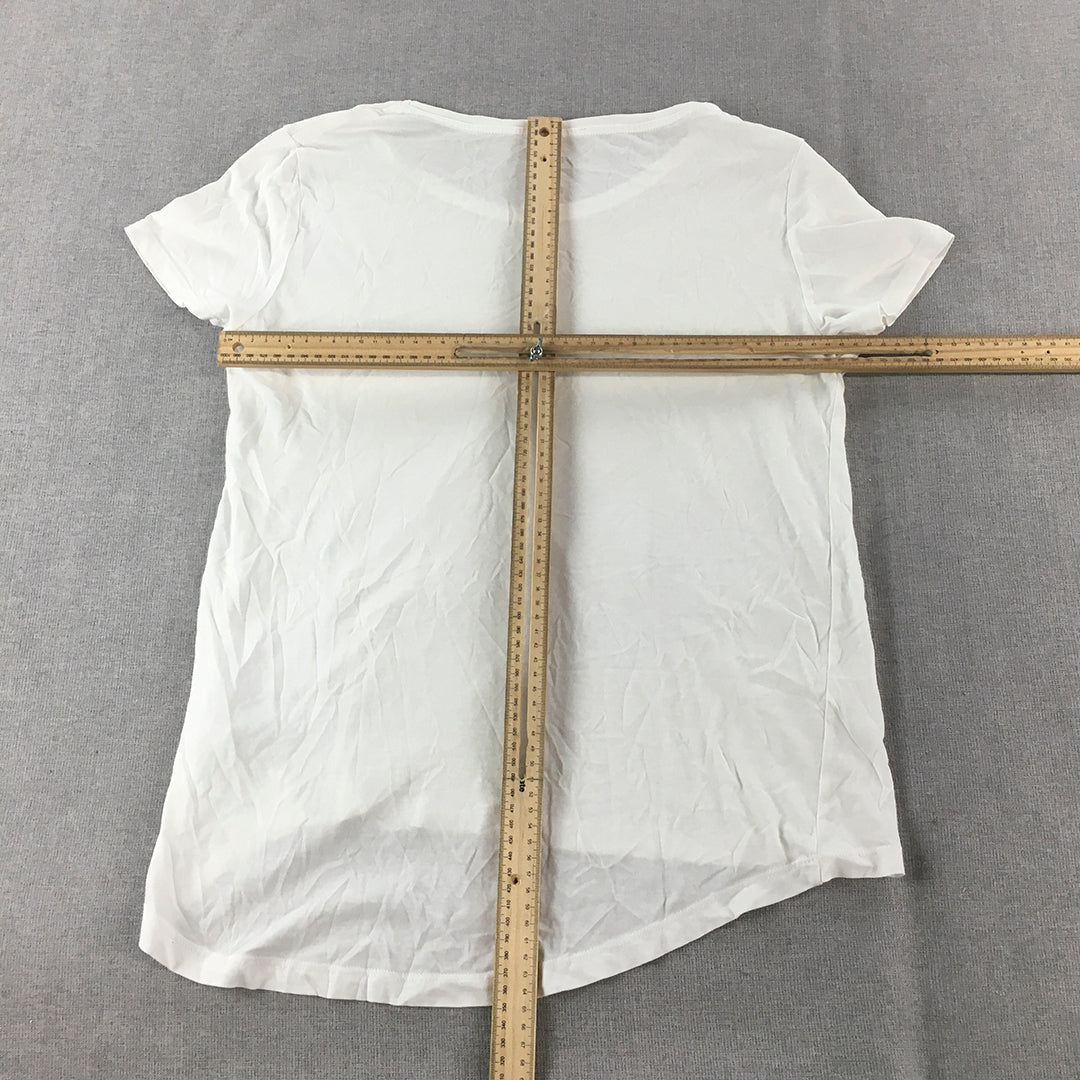 Zara Womens Top Size S White Short Sleeve Crew Neck T-Shirt