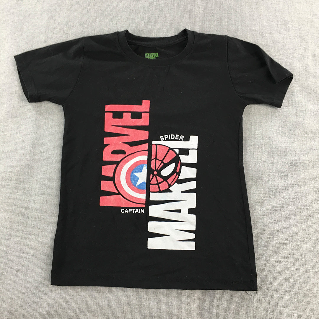 Marvel Spider-Man & Captain America Kids Boys T-Shirt Size 8 - 9 Years Black