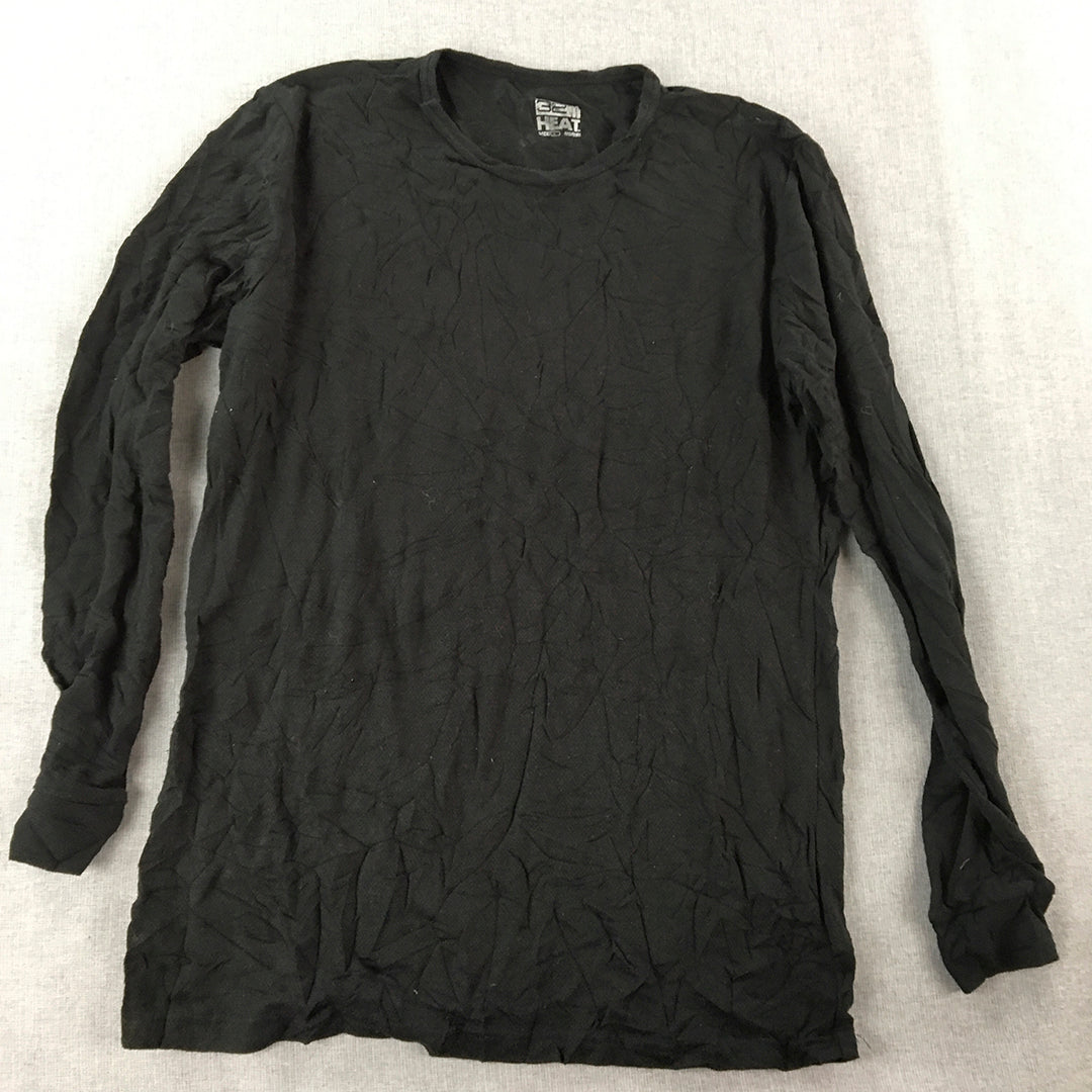 32 Degrees Heat Mens Thermal Shirt Size M Black Long Sleeve Knit Crew Neck