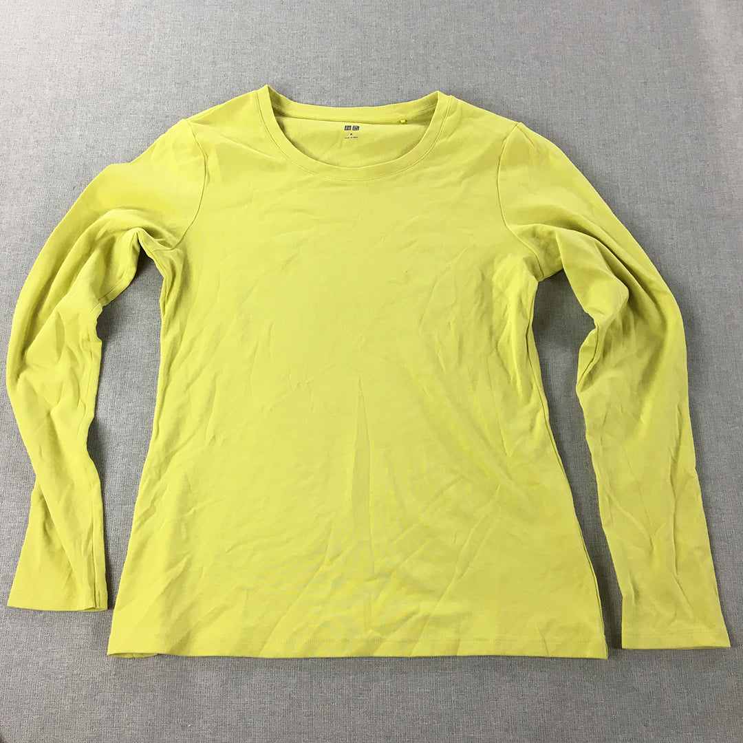 Uniqlo Womens Shirt Size M Yellow Long Sleeve Round Neck Pullover