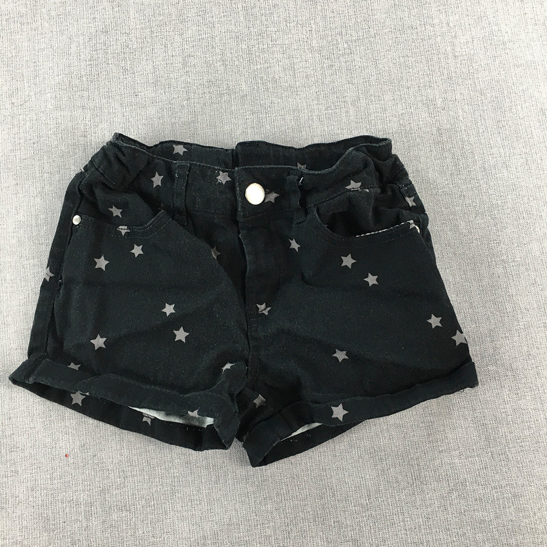 Miss Understood Kids Girls Shorts Size 9 Black Star Pattern Pockets