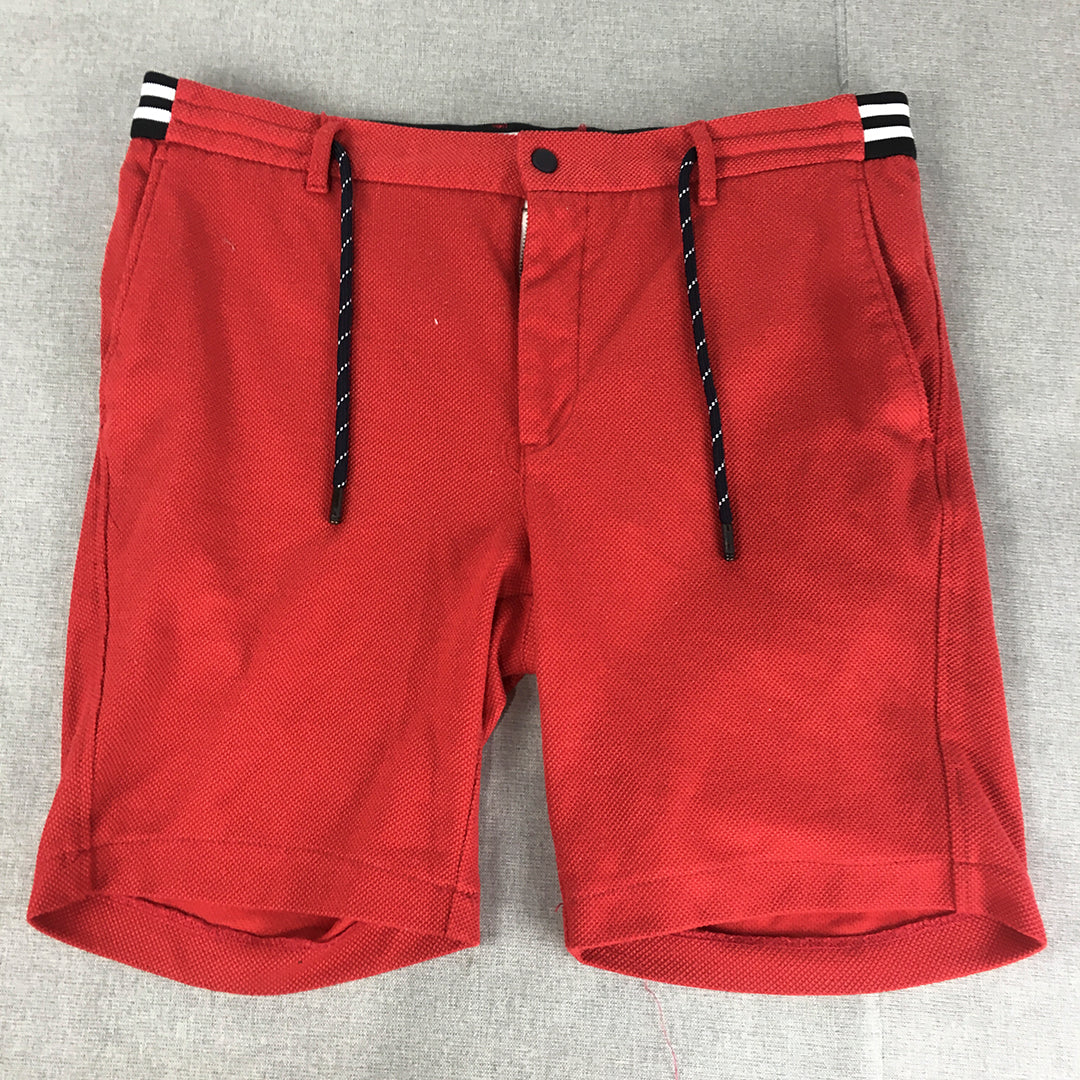 Zara Mens Shorts Size L Red Pockets Drawstring Chino