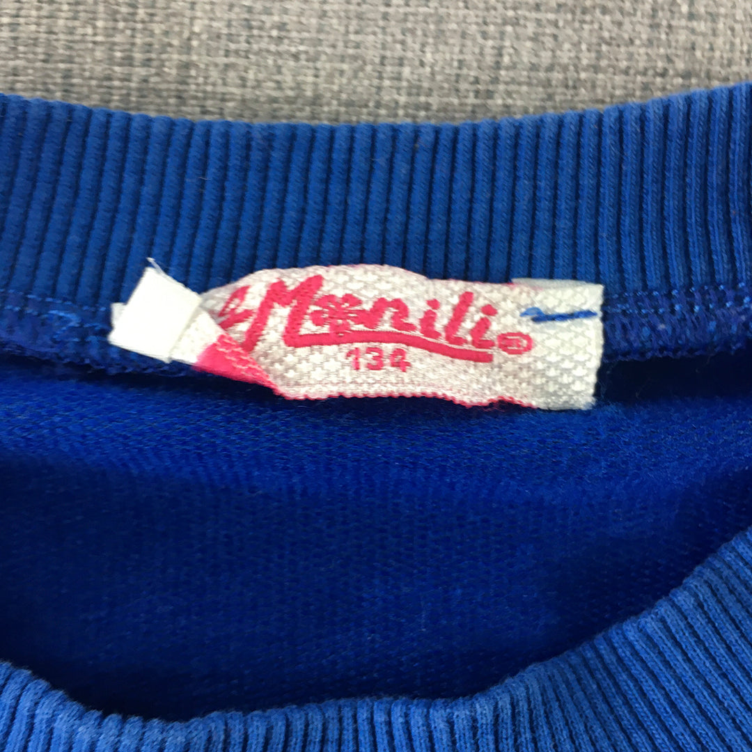 Manili Womens Cropped Sweater Size M Blue Crew Neck Pullover Jumper