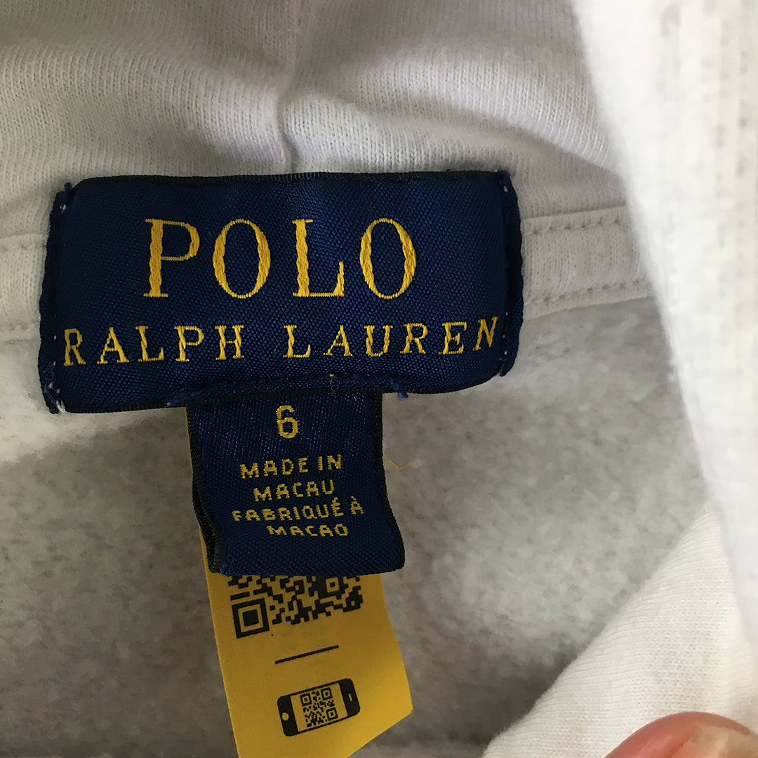 Polo Bear Ralph Lauren Kids Boys Hoodie Sweater Size 6 White Pullover Jumper