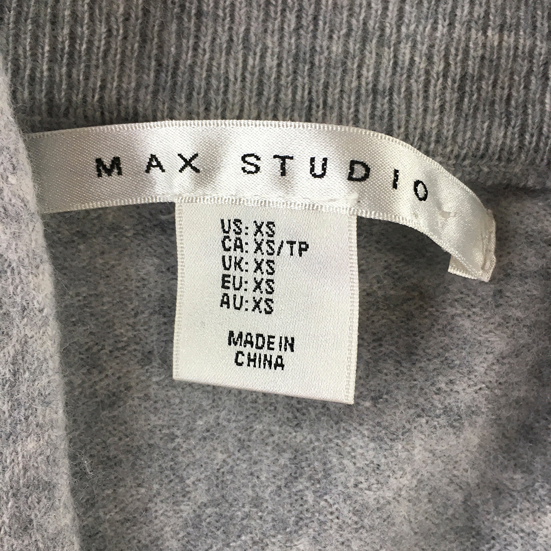 Max Studio Womens Merino Wool Cardigan Size XS Grey Open Front Knit