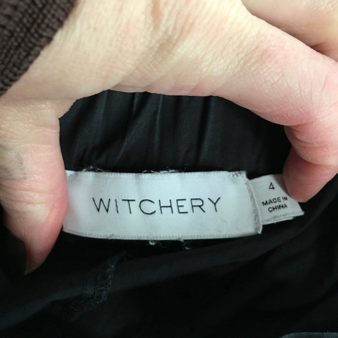 Witchery Womens Pants Size 4 Black Elastic Waist Pockets