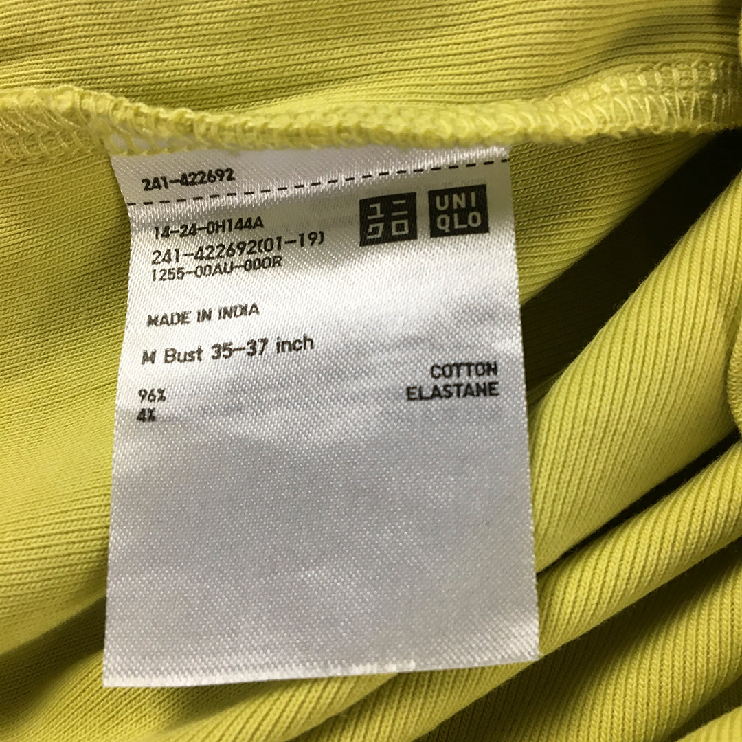 Uniqlo Womens Shirt Size M Yellow Long Sleeve Round Neck Pullover