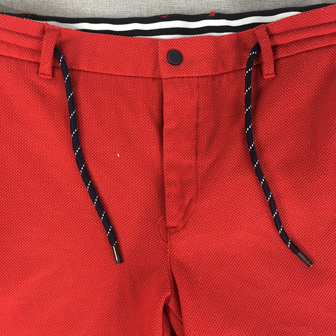 Zara Mens Shorts Size L Red Pockets Drawstring Chino