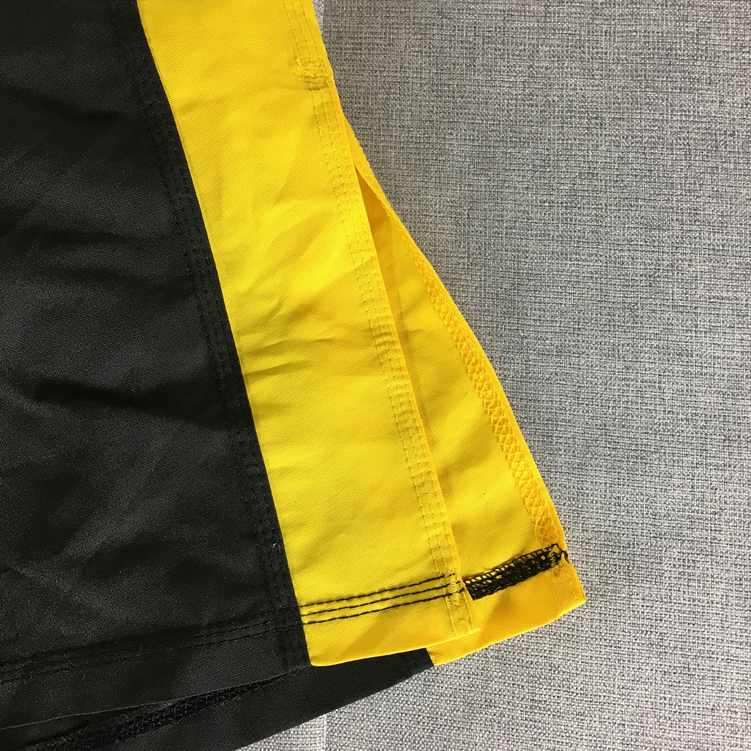 IMC Fighting Shorts Size M Black Yellow Martial Arts Karate MMA Drawstring